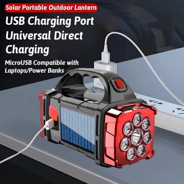 5000mAh Solar LED Flashlight COB Camping Lantern Work Light USB Charging Light Waterproof Portable Searchlight Power Bank
